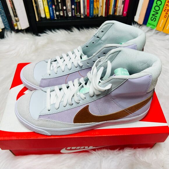 NIKE BLAZER MID 77 GRADE SCHOOL BARELY GRAPE COOPER METALLIC YOUTH - Picture 2 of 8